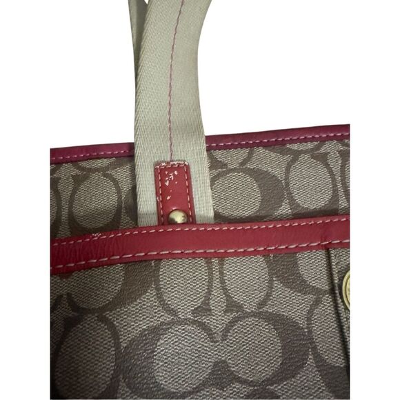 Coach Women's Leatherware Signature Canvas Heritage Shoulder Handbag Tan Pink - Picture 7 of 7